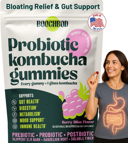 Probiotic Kombucha Gummy - Gut Health Support with Pre, Pro & Postbiotics