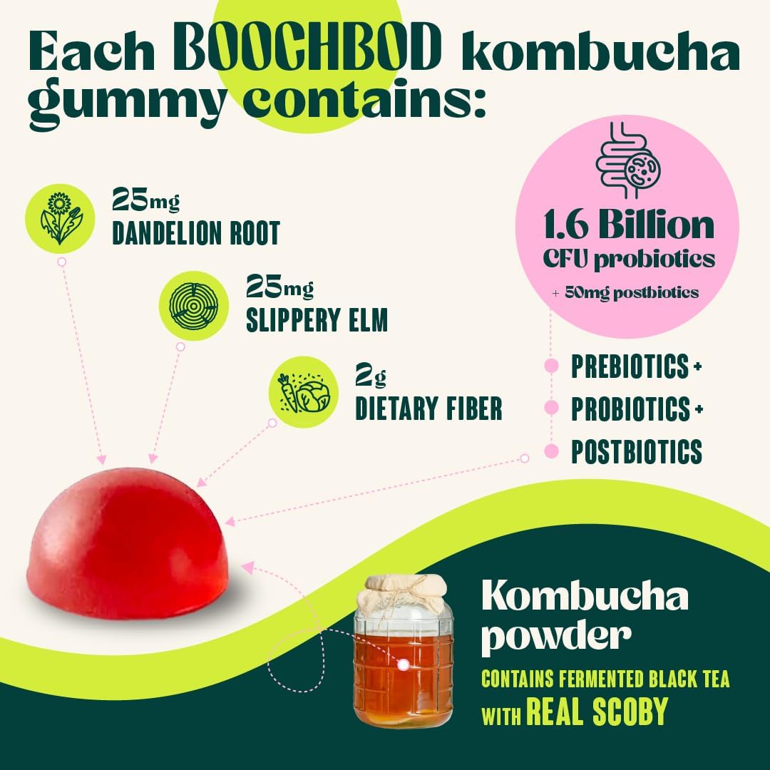 Probiotic Kombucha Gummy - Gut Health Support with Pre, Pro & Postbiotics