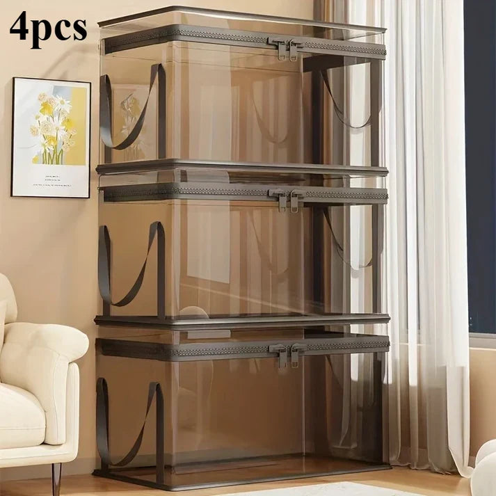 2-Pack Foldable Transparent Storage Boxes